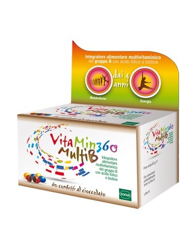 Vitamin 360 Multivitaminico Gruppo B Gusto Cioccolato 60 Confetti