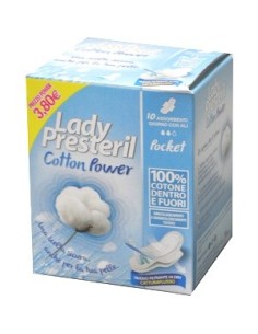 Lady Presteril Cotton Power Pocket Assorbenti Giorno Ali Ripegati Promo 10 Pezzi
