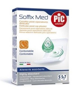 Cerotto Pic Soffix Med In Tnt Con Tampone Centrale Assorbente Sterile Monouso 5x7 Cm Antibatterico 5 Pezzi