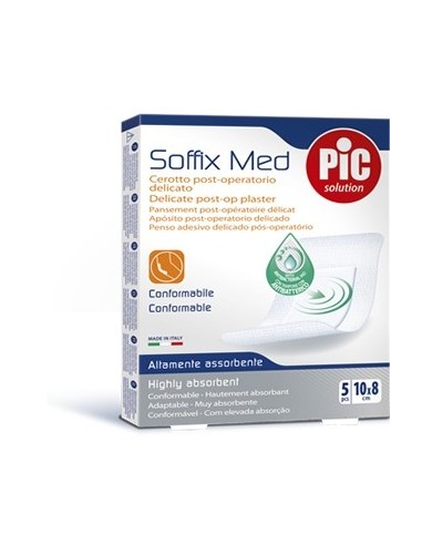 Cerotto Pic Soffix Med In Tnt Con Tampone Centrale Assorbente Sterile Monouso 10x8 Cm Antibatterico 5 Pezzi