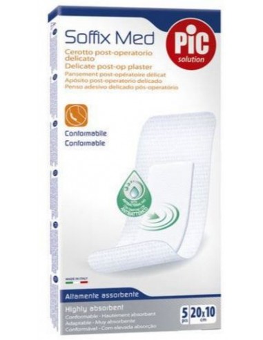 Cerotto Pic Soffix Med In Tnt Con Tampone Centrale Assorbente Sterile Monouso 10x20 Cm Antibatterico 5 Pezzi