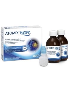 Atomix Wave Dispositivo Per Igiene Rinofaringea Atomix Soluzione Salina 250 Ml 2 Pezzi + Terminale Nasale + Erogatore Asoffietto