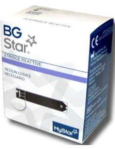 Strisce Per Misurazione Glicemia Bgstar 25 Pezzi Compatibili con Misuratore Di Glicemia Mystar Extra