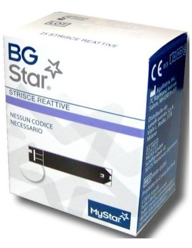 Strisce Per Misurazione Glicemia Bgstar 25 Pezzi Compatibili con Misuratore Di Glicemia Mystar Extra