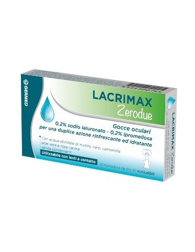Lacrimax Zerodue Gocce Oculari 10 Flaconcini Monodose Da 0,5ml