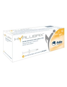 Siringa Intra-articolare Hyalubrix Acido Ialuronico 1,5% 30mg 2 Ml 3 Pezzi