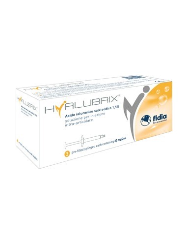 Siringa Intra-articolare Hyalubrix Acido Ialuronico 1,5% 30mg 2 Ml 3 Pezzi