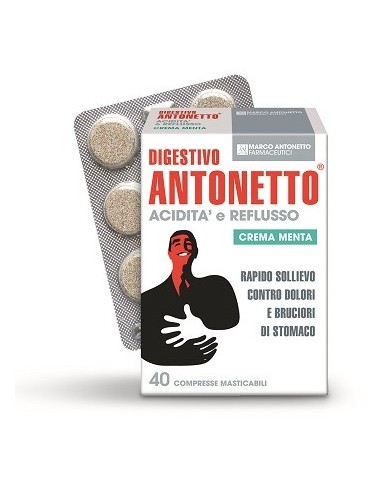 Digestivo Antonetto Acidita' E Reflusso Crema Alla Menta 40compresse Masticabili