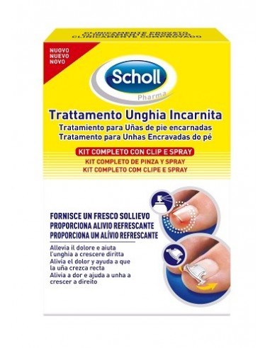 Scholl Kit Trattamento Unghia Incarnita Contenente Spray Nebulizzatore Rinfrescante 22 Ml, Colla Per Unghie 8 G, 10 Clipraddrizz