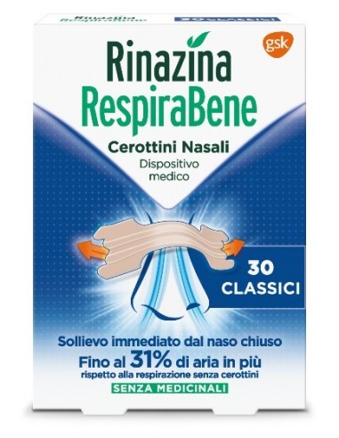 Rinazina Respirabene Cerotti Nasali Classici Carton 30 Pezzi