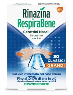 Rinazina Respirabene Cerotti Nasali Classici Grandi Carton 30 Pezzi