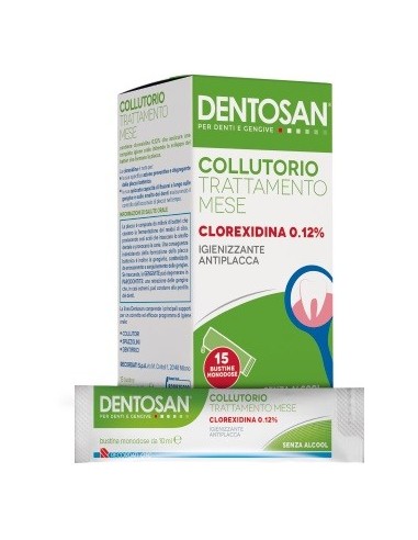 Dentosan Collutorio Monodose Trattamento Mensile 0,12% 15 Bustine Da 10 Ml