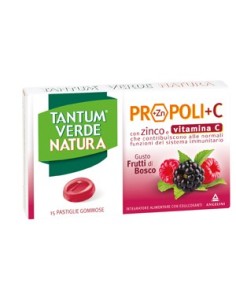 Tantum Verde Natura Propoli+c Con Zinco E Vitamina C 15 Pastiglie Gommose Gusto Frutti Di Bosco