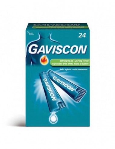 Gaviscon*24 Bust Orale Sosp 500 Mg/10 Ml + 267 Mg/10 Ml
