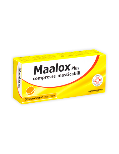 Maalox Plus 30 Compresse Masticabili 200 Mg + 200 Mg + 25 Mg