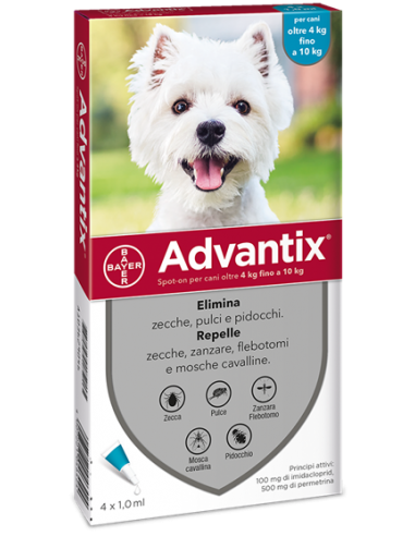 Advantix Spot On*soluz 4 Pipette 1 Ml Cani Da 4 A 10 Kg