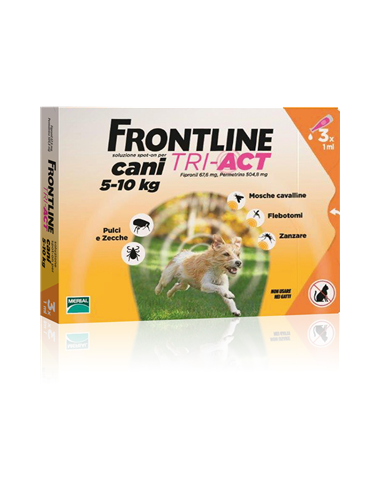 Frontline Tri-act*spot-on Soluz 3 Pipette 1 Ml 504,8 Mg + 67,6 Mg Cani Da 5 A 10 Kg