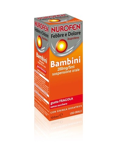 Nurofen Febbre E Dolore*orale Sosp 100 Ml 200 Mg/5 Ml Fragola Senza Zucchero Con Siringa