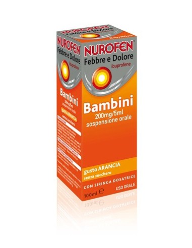 Nurofen Febbre E Dolore*orale Sosp 100 Ml 200 Mg/5 Ml Arancia Senza Zucchero Con Siringa